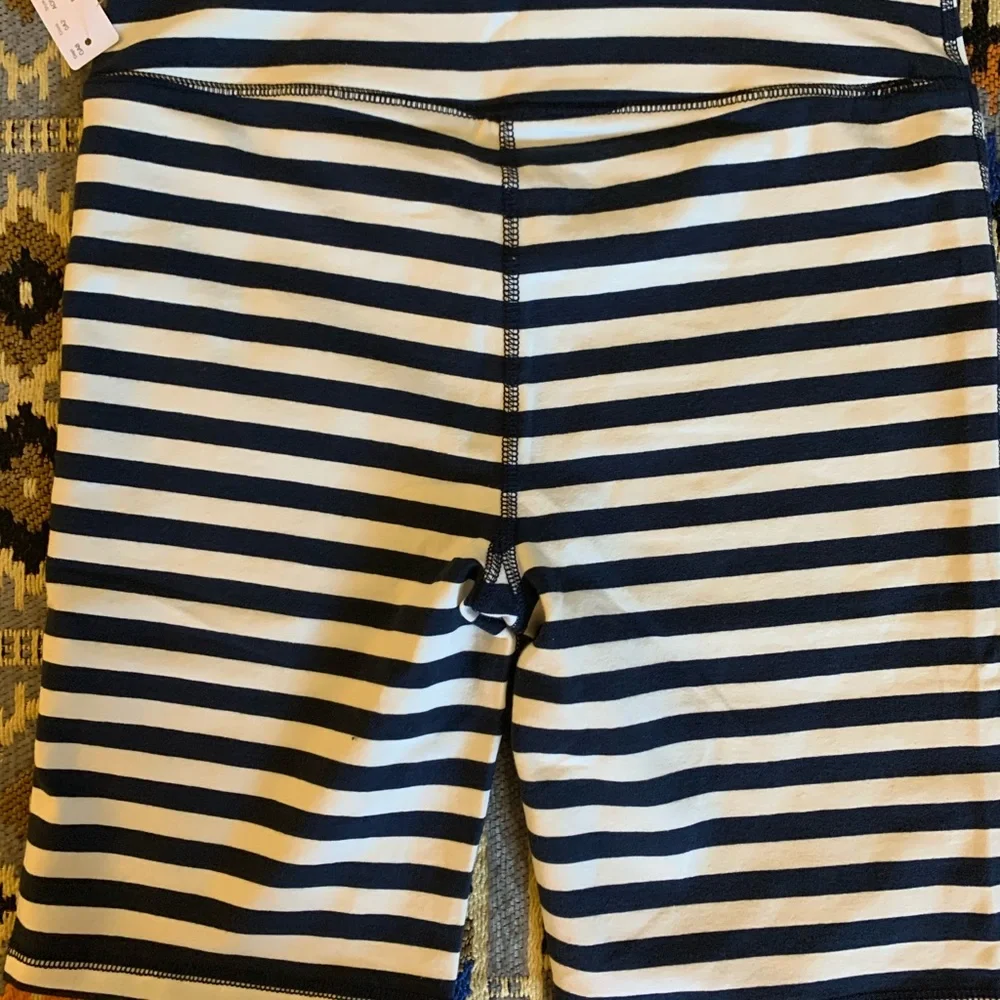 Blue and White Striped Biker Shorts - XS